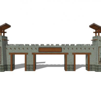 唐代古代城门城楼SU模型下载_sketchup草图大师SKP模型