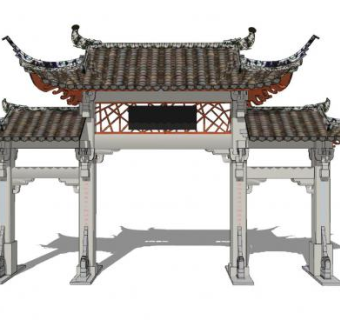 中式牌坊SU模型下载_sketchup草图大师SKP模型