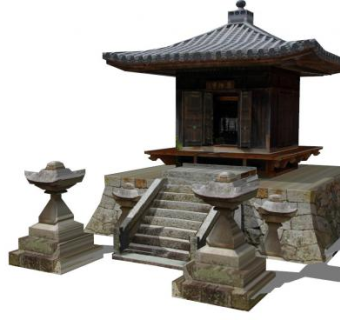 日式古建筑石灯SU模型下载_sketchup草图大师SKP模型