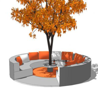 枫树遮阳伞室外桌椅沙发组合SU模型下载_sketchup草图大师SKP模型