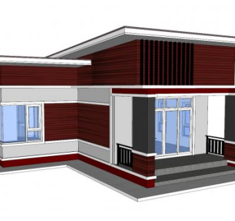 一层别墅建筑住宅SU模型下载_sketchup草图大师SKP模型