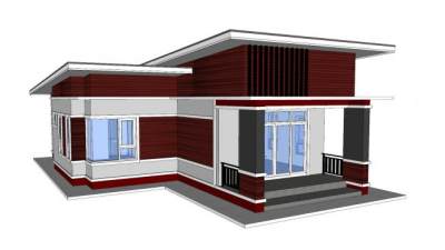 一层别墅建筑住宅SU模型下载_sketchup草图大师SKP模型