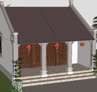 中式建筑小屋SU模型下载_sketchup草图大师SKP模型