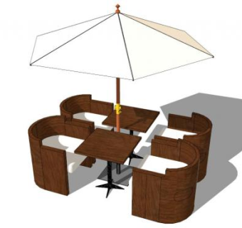 户外遮阳伞室外桌椅SU模型下载_sketchup草图大师SKP模型