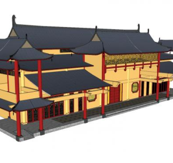 庙宇建筑古建SU模型下载_sketchup草图大师SKP模型
