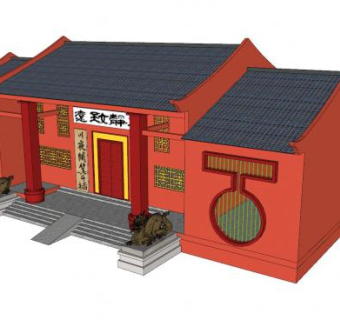 中式寺庙建筑sketchup模型下载_sketchup草图大师SKP模型