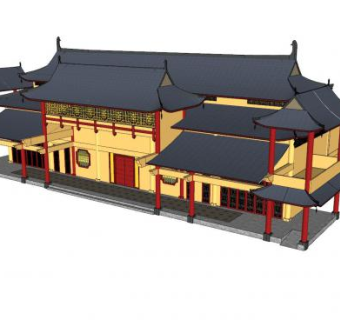 寺庙庙宇建筑SU模型下载_sketchup草图大师SKP模型