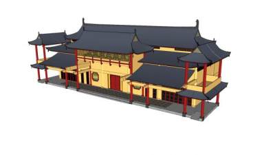 寺庙庙宇建筑SU模型下载_sketchup草图大师SKP模型