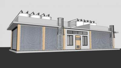 现代卷门住宅建筑SU模型下载_sketchup草图大师SKP模型