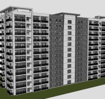 公寓住宅楼建筑SU模型下载_sketchup草图大师SKP模型