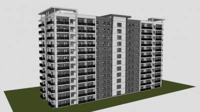 公寓住宅楼建筑SU模型下载_sketchup草图大师SKP模型