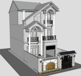 泰式私人别墅独栋建筑SU模型下载_sketchup草图大师SKP模型