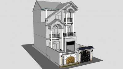 泰式私人别墅独栋建筑SU模型下载_sketchup草图大师SKP模型