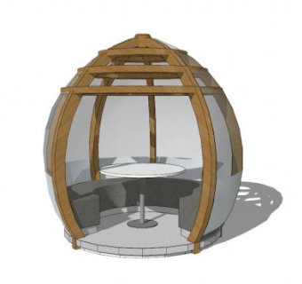 球形室外桌椅组合SU模型下载_sketchup草图大师SKP模型