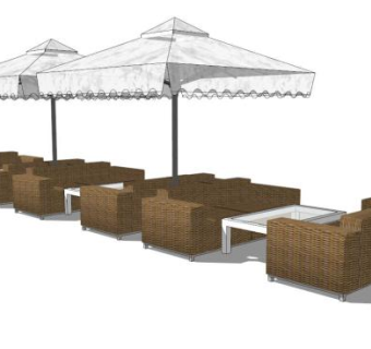 室外桌椅沙发遮阳伞SU模型下载_sketchup草图大师SKP模型