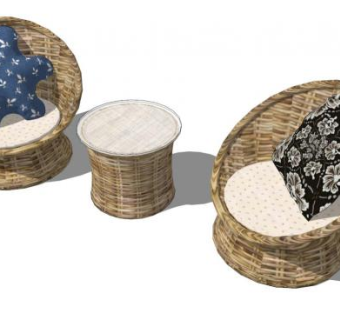 室外桌椅组合SU模型下载_sketchup草图大师SKP模型