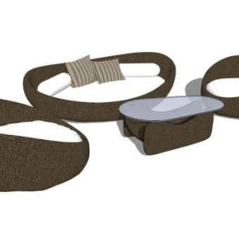 休闲沙发室外桌椅组合SU模型下载_sketchup草图大师SKP模型