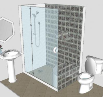 浴室道具淋浴房SU模型下载_sketchup草图大师SKP模型