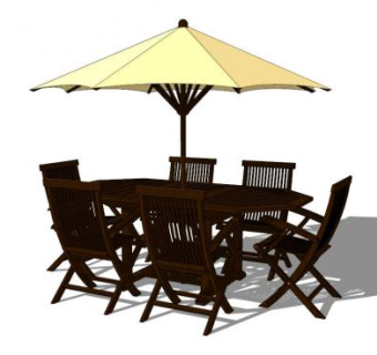 遮阳伞室外桌椅SU模型下载_sketchup草图大师SKP模型