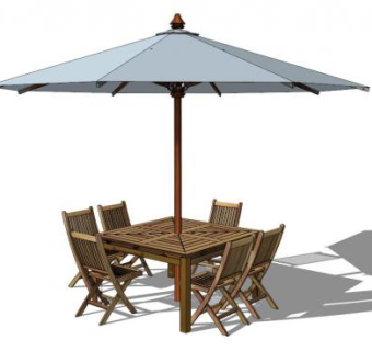 遮阳伞室外桌椅组合SU模型下载_sketchup草图大师SKP模型
