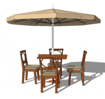 遮阳伞桌椅组合SU模型下载_sketchup草图大师SKP模型