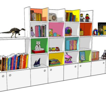 儿童幼儿书柜SU模型下载_sketchup草图大师SKP模型