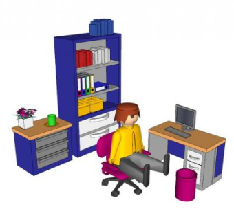 儿童桌椅柜子组合SU模型下载_sketchup草图大师SKP模型