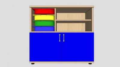 蓝色儿童柜子SU模型下载_sketchup草图大师SKP模型