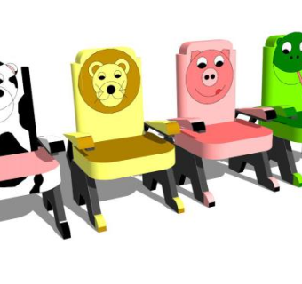 动物儿童椅子SU模型下载_sketchup草图大师SKP模型