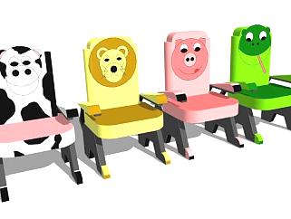 动物儿童椅子SU模型下载_sketchup草图大师SKP模型