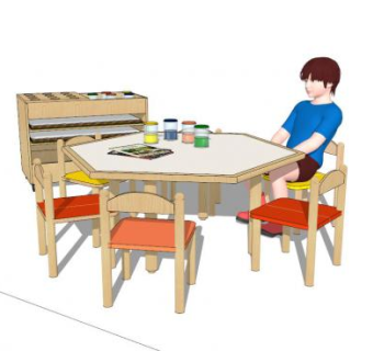 儿童桌椅组合SU模型下载_sketchup草图大师SKP模型