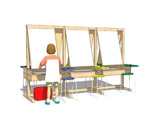 儿童画板桌椅组合SU模型下载_sketchup草图大师SKP模型