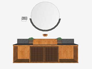 木质浴室柜镜子现代家具SU模型下载_sketchup草图大师SKP模型