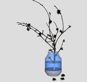 桃花插花花瓶sketchup模型下载_sketchup草图大师SKP模型