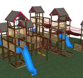 儿童滑梯游乐实施SU模型下载_sketchup草图大师SKP模型