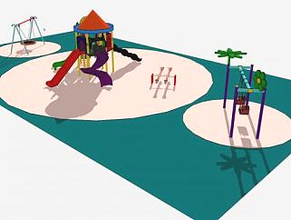 儿童游乐场场地设计SU模型下载_sketchup草图大师SKP模型