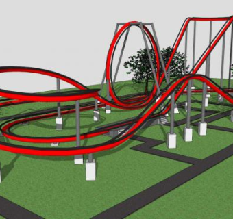 过山车儿童游乐场设施SU模型下载_sketchup草图大师SKP模型