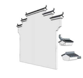 徽派马头墙背面SU模型下载_sketchup草图大师SKP模型