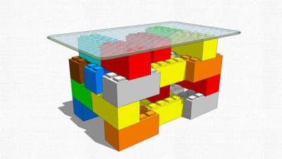 儿童桌子积木桌子SU模型下载_sketchup草图大师SKP模型