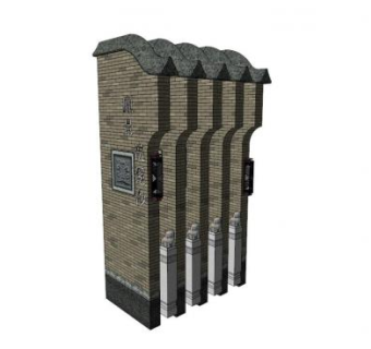 中式徽派马头墙SU模型下载_sketchup草图大师SKP模型