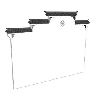 中式徽派马头墙侧面SU模型下载_sketchup草图大师SKP模型