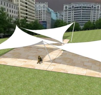 白色户外张拉膜SU模型下载_sketchup草图大师SKP模型
