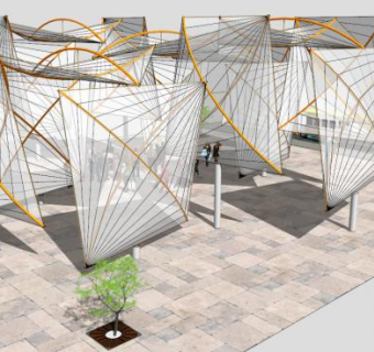 多个张拉膜结构SU模型下载_sketchup草图大师SKP模型