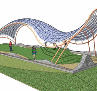 公园休闲张拉膜SU模型下载_sketchup草图大师SKP模型