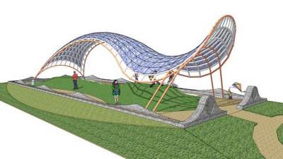 公园休闲张拉膜SU模型下载_sketchup草图大师SKP模型