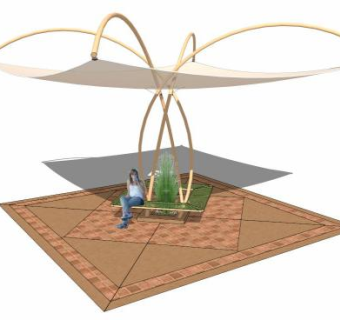 公园张拉膜结构SU模型下载_sketchup草图大师SKP模型