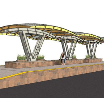 公园张拉膜座椅SU模型下载_sketchup草图大师SKP模型
