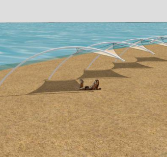 海边张拉膜结构SU模型下载_sketchup草图大师SKP模型