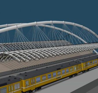 火车站张拉膜SU模型下载_sketchup草图大师SKP模型