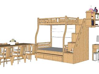 现代餐桌椅和儿童房家具SU模型下载_sketchup草图大师SKP模型